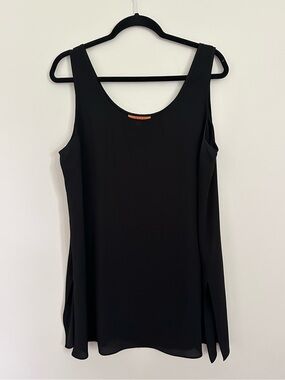 Harari Black Silk Tunic Tank Top Large Avant Garde Minimalist Lagonlook Draped